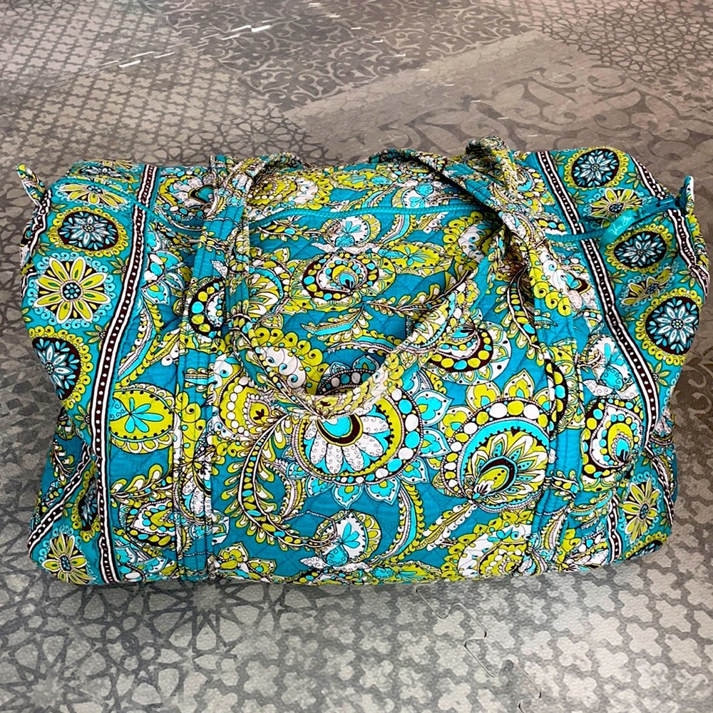 Vera Bradley Peacock green/blue paisley print duffle bag. Excellent condition!